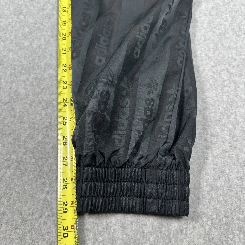 Adidas Track Jacket & Pants Men's Medium Black Logo‎ All Over Print Hooded Lined